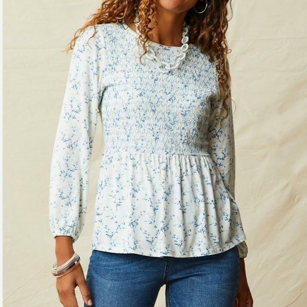 Matilda Jane Enchanted Garden Hilton Head Floral Print Smocked Top Women’s XS